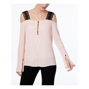 YYIGAL Womens Pink Cut Out Lace Bell Sleeve Square Neck Party Top Size: XS